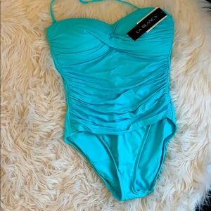 La Blanca NWT turquoise shirred one piece size 6